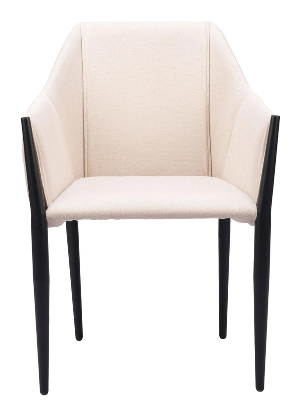 Andover Steel Beige Dining Arm Chair (Set of 2) Dining Chairs LOOMLAN By Zuo Modern