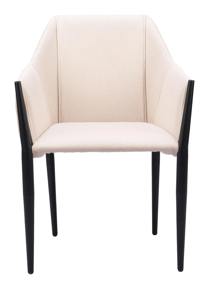 Andover Steel Beige Dining Arm Chair (Set of 2) Dining Chairs LOOMLAN By Zuo Modern