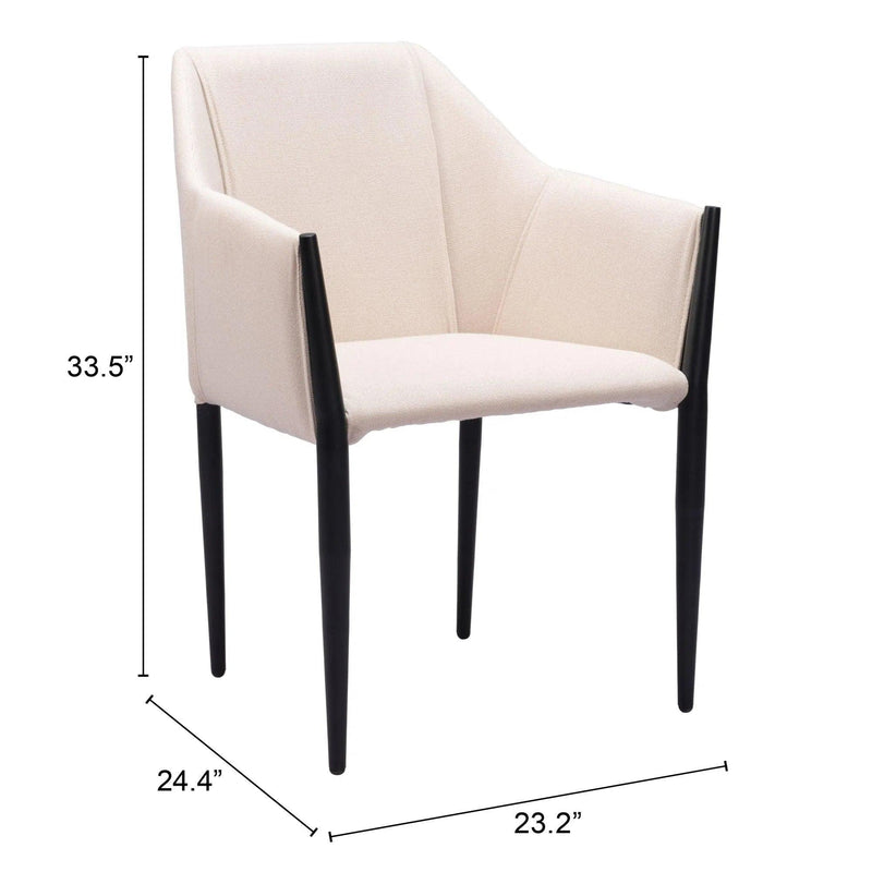 Andover Steel Beige Dining Arm Chair (Set of 2) Dining Chairs LOOMLAN By Zuo Modern