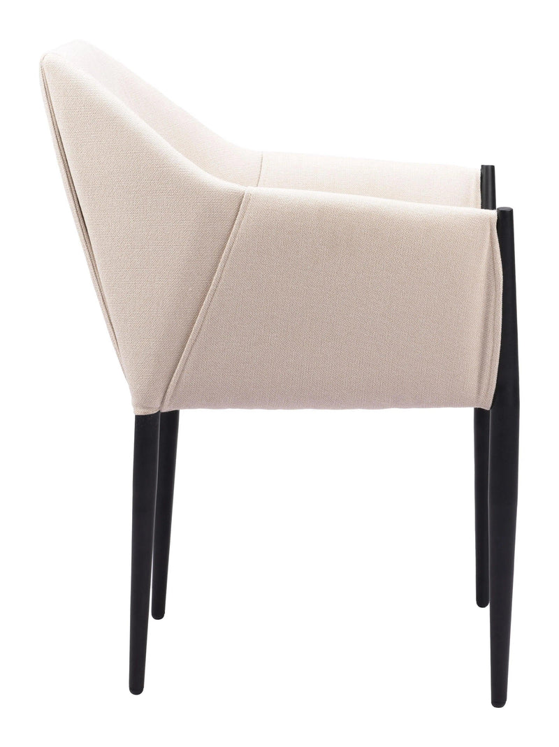 Andover Steel Beige Dining Arm Chair (Set of 2) Dining Chairs LOOMLAN By Zuo Modern