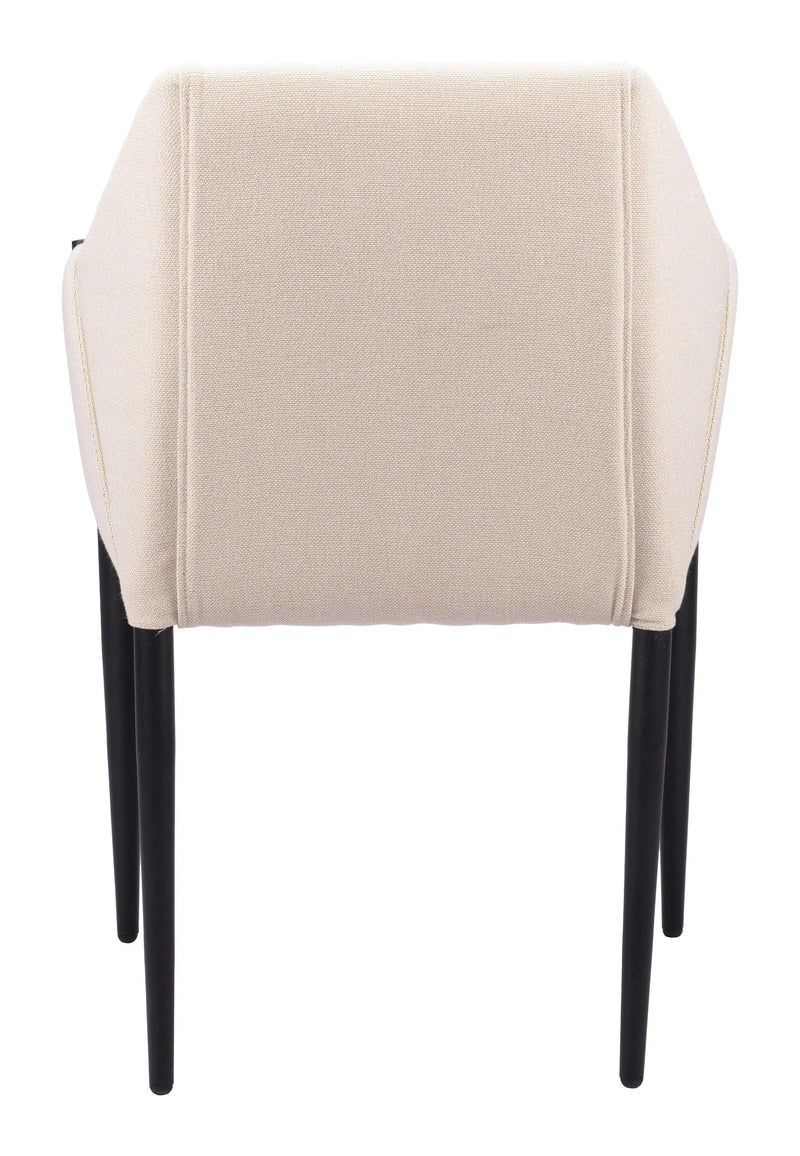 Andover Steel Beige Dining Arm Chair (Set of 2) Dining Chairs LOOMLAN By Zuo Modern