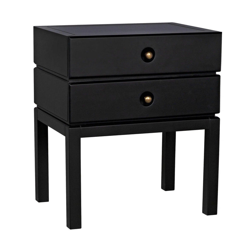 Andras Wood Black Round Side Table Side Tables LOOMLAN By Noir