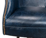 Andrew Jackson Swivel Blue Leather Desk Chair Chateau Office Chairs LOOMLAN By Sarreid