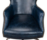 Andrew Jackson Swivel Blue Leather Desk Chair Chateau Office Chairs LOOMLAN By Sarreid