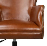 Andrew Jackson Swivel Brown Leather Desk Chair Havana Leather Office Chairs LOOMLAN By Sarreid