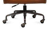 Andrew Jackson Swivel Brown Leather Desk Chair Havana Leather Office Chairs LOOMLAN By Sarreid