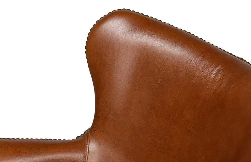 Andrew Jackson Swivel Brown Leather Desk Chair Havana Leather Office Chairs LOOMLAN By Sarreid