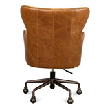 Andrew Jackson Swivel Tan Leather Desk Chair Cuba Brown Office Chairs LOOMLAN By Sarreid