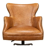 Andrew Jackson Swivel Tan Leather Desk Chair Cuba Brown Office Chairs LOOMLAN By Sarreid