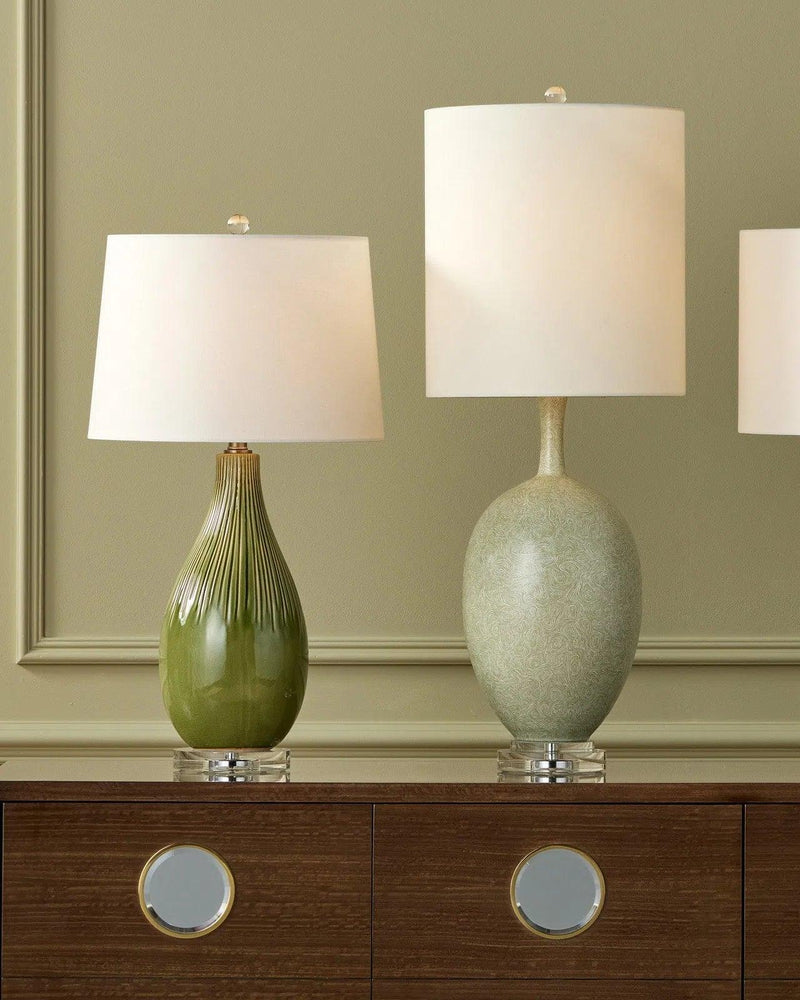 Anjou Ceramic and Optic Crystal Green Table Lamp Table Lamps LOOMLAN By Currey & Co