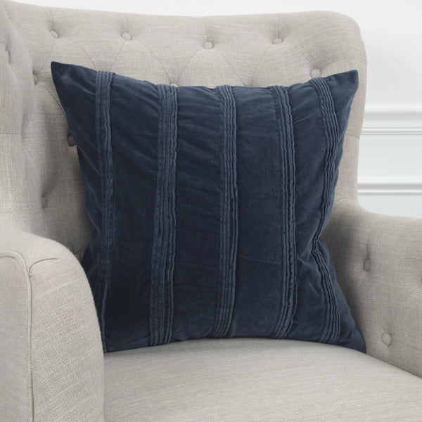 Ankor Solid Blue Throw Pillow With Down Insert Throw Pillows LOOMLAN By LOOMLAN