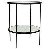 Anna Black Steel Round Side Table With Antiqued Mirror Side Tables LOOMLAN By Noir