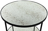 Anna Black Steel Round Side Table With Antiqued Mirror Side Tables LOOMLAN By Noir