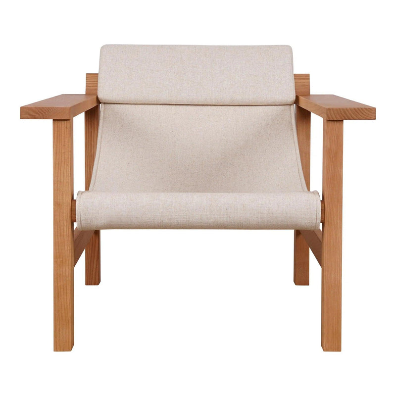 Annex Polyester and Soild-Ash Wood Beige Lounge Arm Chair Outdoor Lounge Chairs LOOMLAN By Moe's Home