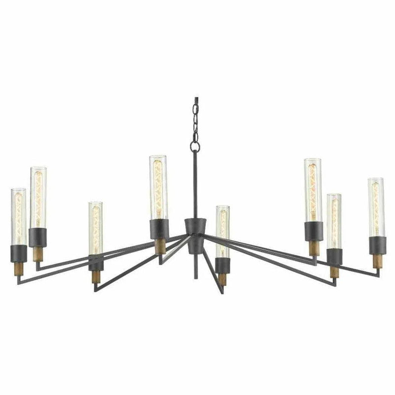 Antique Black Reclaimed Wood Delgado Chandelier Chandeliers LOOMLAN By Currey & Co