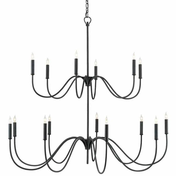 Antique Black Tirrell Medium Chandelier Chandeliers LOOMLAN By Currey & Co