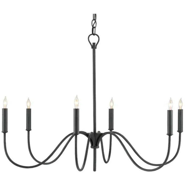 Antique Black Tirrell Small Chandelier Chandeliers LOOMLAN By Currey & Co