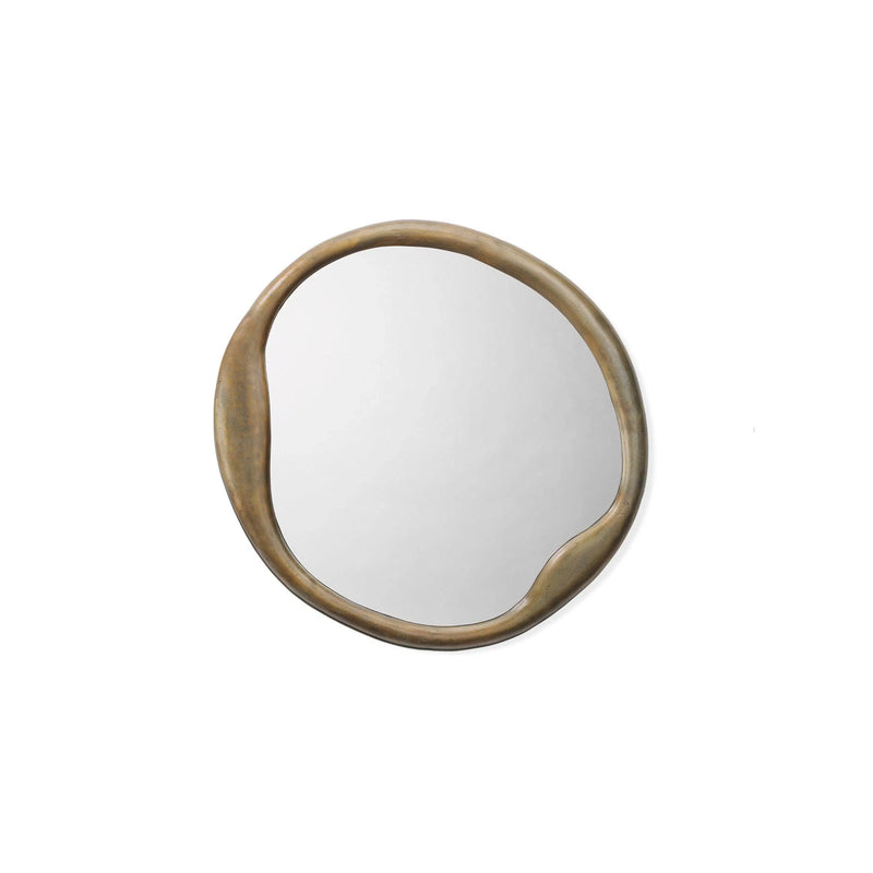 Antique Brass Aluminum Organic Round Wall Mirror Wall Mirrors LOOMLAN By Jamie Young