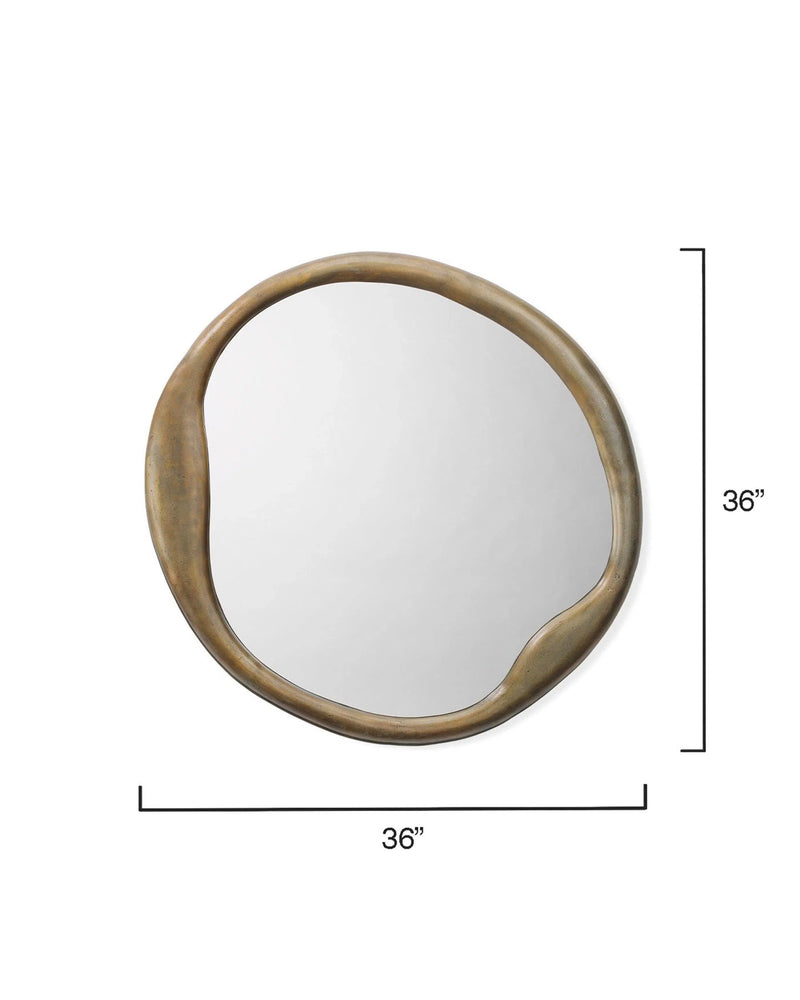 Antique Brass Aluminum Organic Round Wall Mirror Wall Mirrors LOOMLAN By Jamie Young