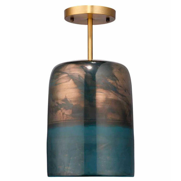 Antique Brass Aqua Metallic Glass Vapor Semi-Flush Mount Flush Mounts LOOMLAN By Jamie Young