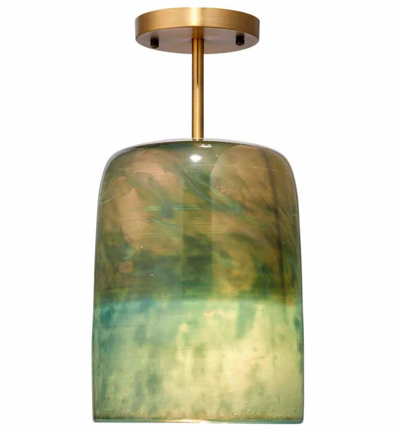 Antique Brass Aqua Metallic Glass Vapor Semi-Flush Mount Flush Mounts LOOMLAN By Jamie Young