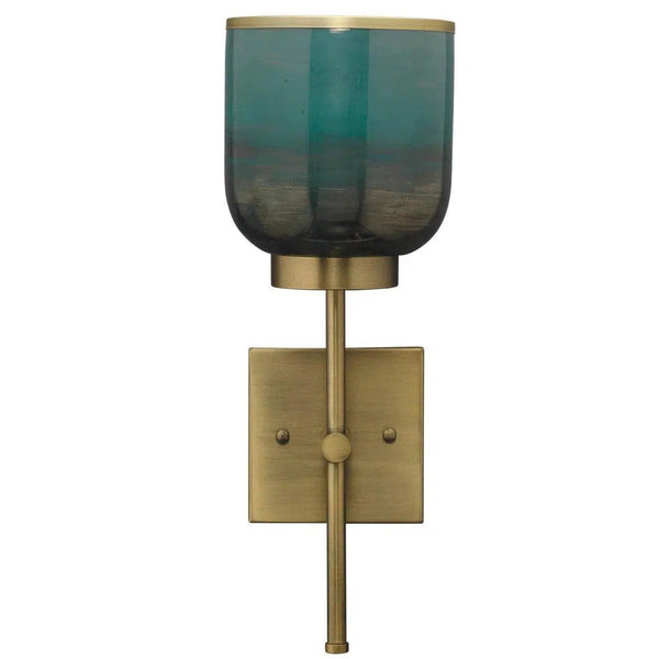 Antique Brass Aqua Metallic Glass Vapor Single Sconce Wall Sconces LOOMLAN By Jamie Young