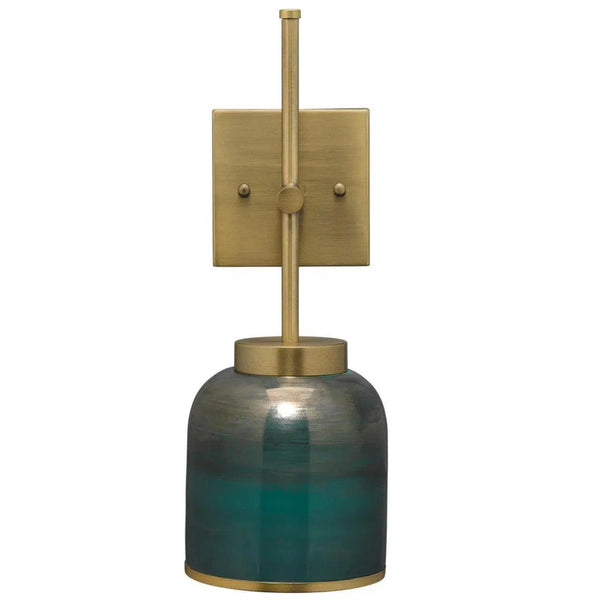 Antique Brass Aqua Metallic Glass Vapor Single Sconce Wall Sconces LOOMLAN By Jamie Young