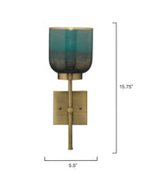 Antique Brass Aqua Metallic Glass Vapor Single Sconce Wall Sconces LOOMLAN By Jamie Young