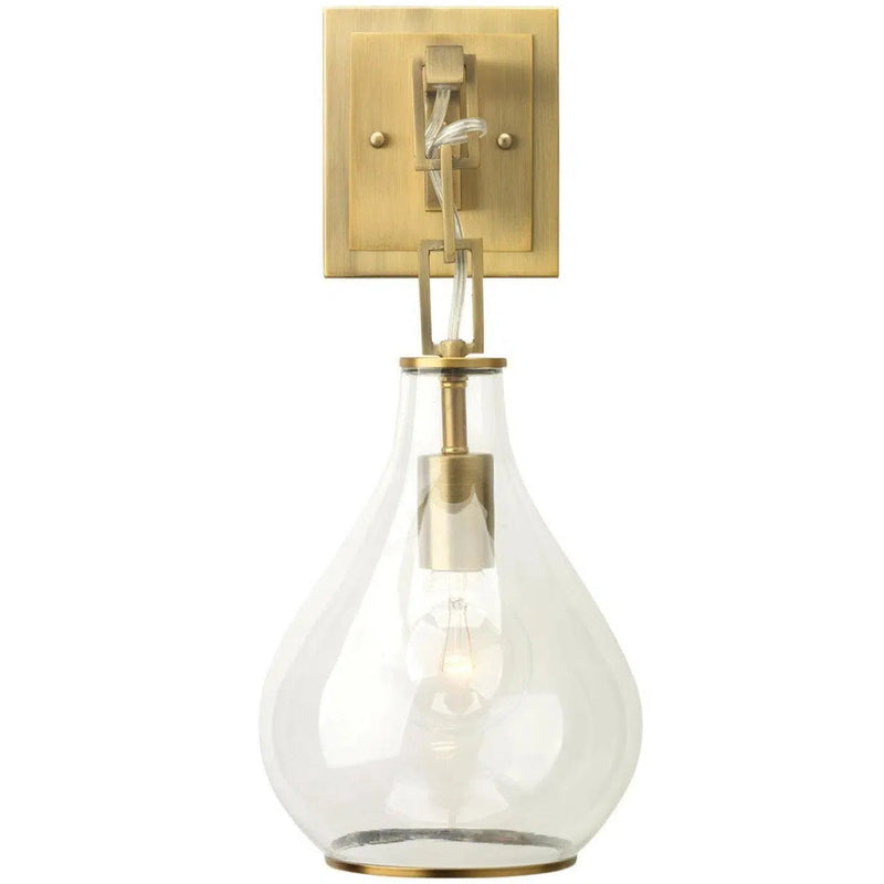 Antique Brass Clear Glass Tear Drop Hanging Wall Sconce Wall Sconces LOOMLAN By Jamie Young