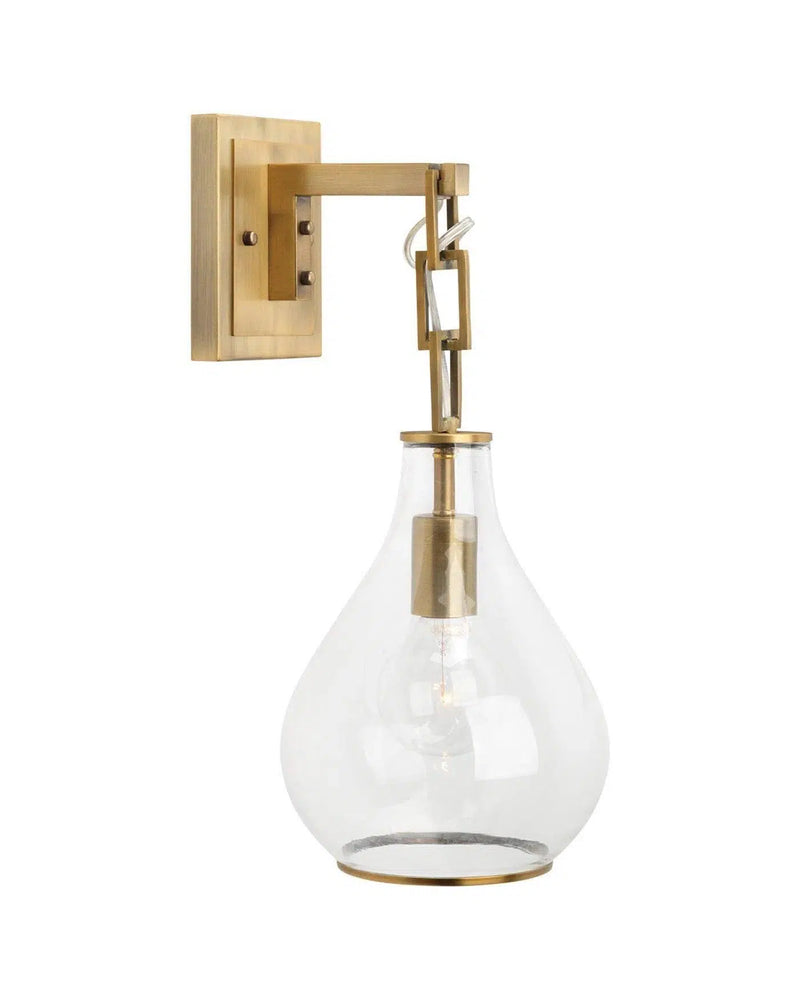 Antique Brass Clear Glass Tear Drop Hanging Wall Sconce Wall Sconces LOOMLAN By Jamie Young