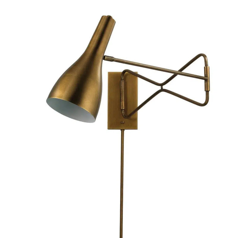 Antique Brass Lenz Swing Arm Wall Sconce Wall Sconces LOOMLAN By Jamie Young