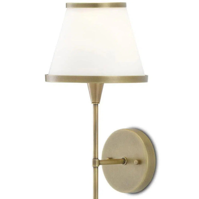 Antique Brass Opaque Glass Brimsley Brass Wall Sconce Wall Sconces LOOMLAN By Currey & Co