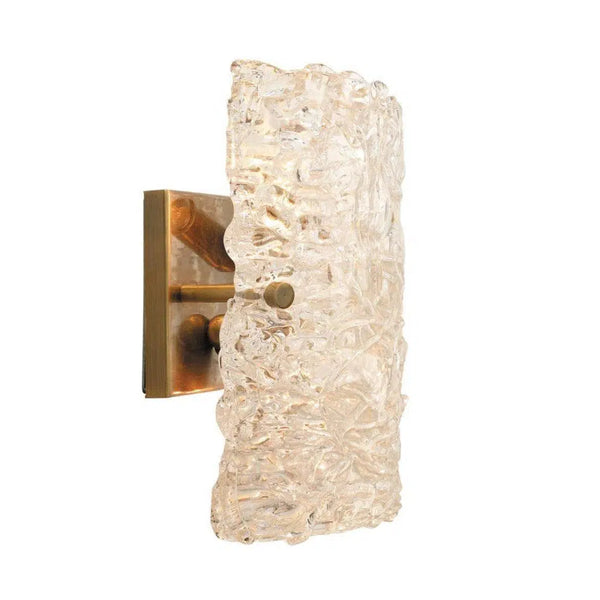 Antique Brass Textured Swan Curved Glass Sconce - Large Wall Sconces LOOMLAN By Jamie Young