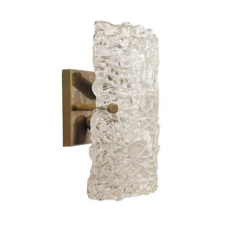 Antique Brass Textured Swan Curved Glass Sconce - Large Wall Sconces LOOMLAN By Jamie Young