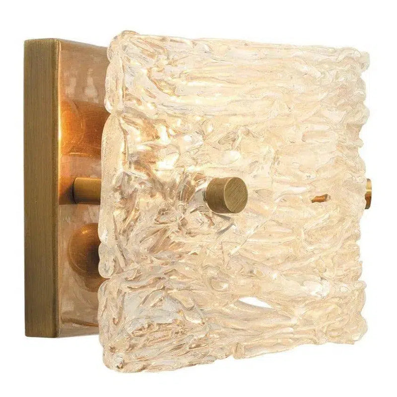 Antique Brass Textured Swan Curved Glass Sconce - Small Wall Sconces LOOMLAN By Jamie Young