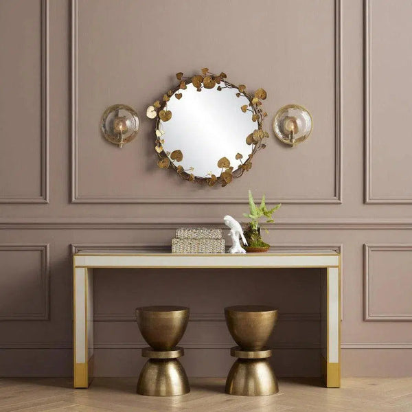 Antique Brass Vinna Brass Round Mirror Wall Mirrors LOOMLAN By Currey & Co