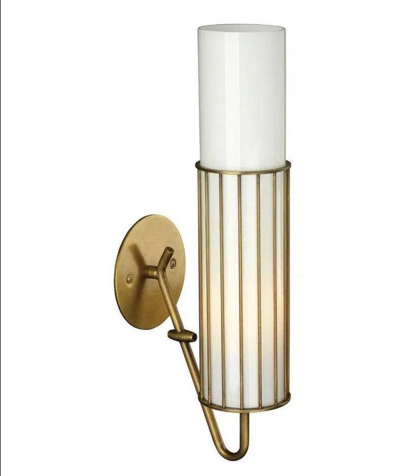 Antique Brass White Glass Torino Wall Sconce Wall Sconces LOOMLAN By Jamie Young