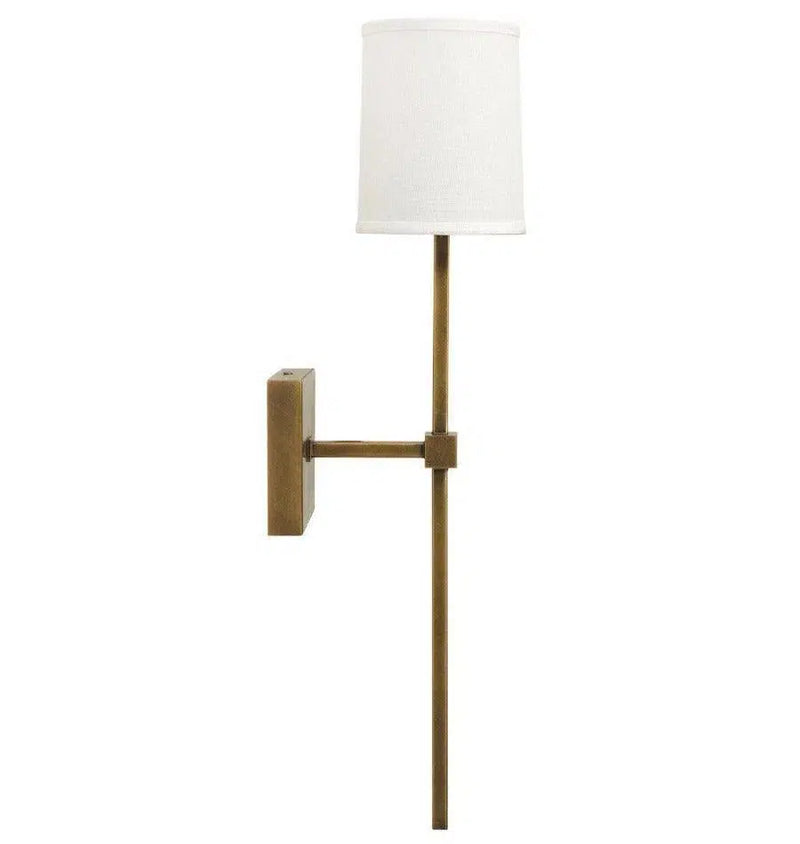 Antique Brass White Linen Minerva Wall Sconce Wall Sconces LOOMLAN By Jamie Young