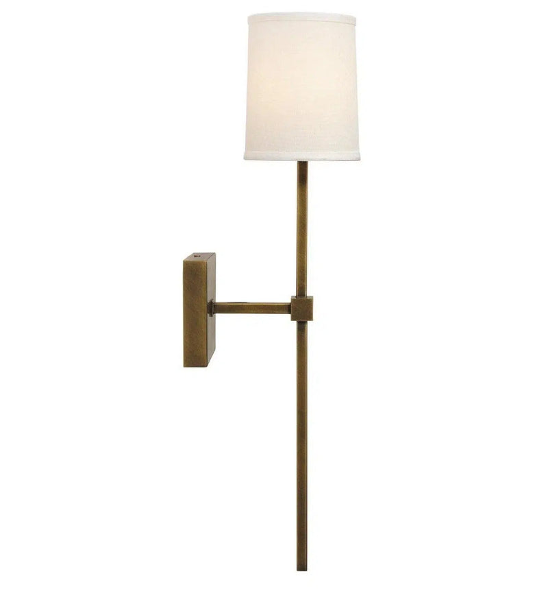 Antique Brass White Linen Minerva Wall Sconce Wall Sconces LOOMLAN By Jamie Young