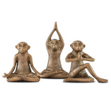 Antique Brass Zen Monkey Set of 3 Statues & Sculptures LOOMLAN By Currey & Co