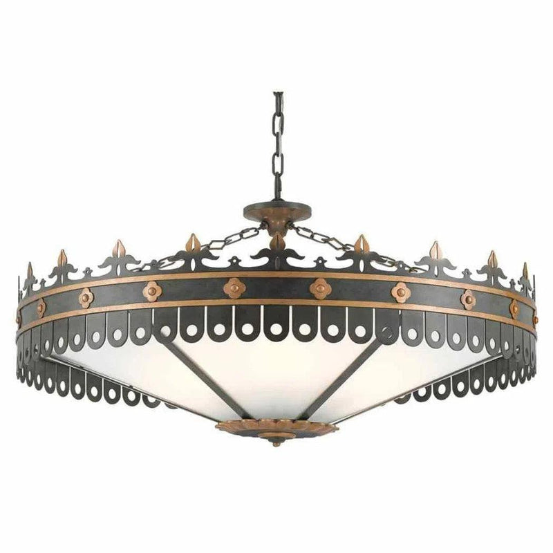 Antique Gold Moss Gray Berkeley Chandelier Chandeliers LOOMLAN By Currey & Co