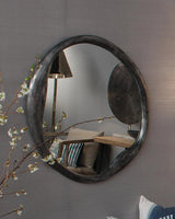 Antique Grey Aluminum Organic Round Wall Mirror Wall Mirrors LOOMLAN By Jamie Young