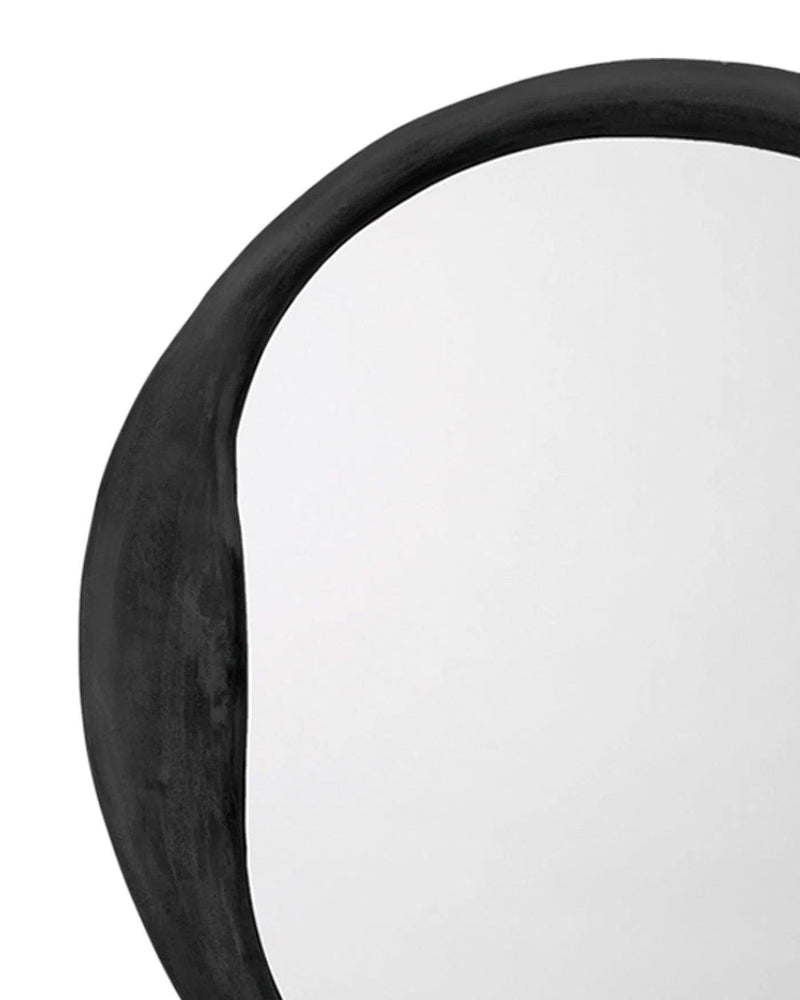 Antique Grey Aluminum Organic Round Wall Mirror Wall Mirrors LOOMLAN By Jamie Young