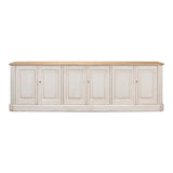 Antique Whitewash Extra Wide Sideboard 6 Door Sideboards LOOMLAN By Sarreid