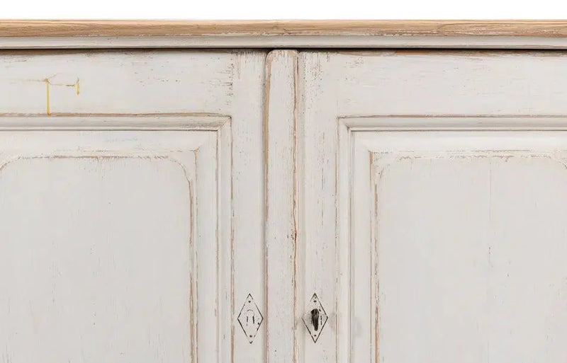 Antique Whitewash Extra Wide Sideboard 6 Door Sideboards LOOMLAN By Sarreid