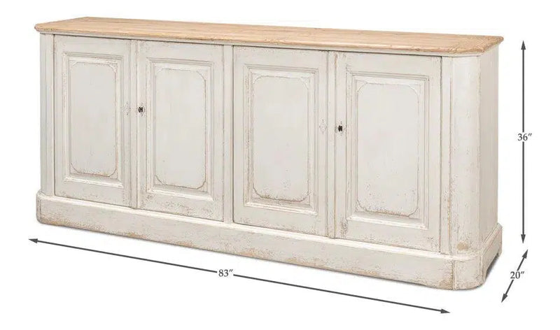 Antique Whitewash Sideboard 4 Door Sideboards LOOMLAN By Sarreid