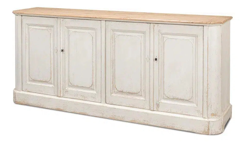 Antique Whitewash Sideboard 4 Door Sideboards LOOMLAN By Sarreid