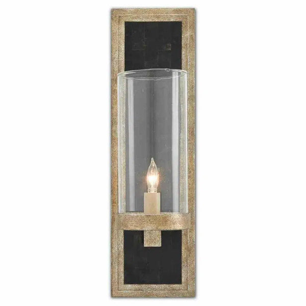 Antiqued Silver Black Penshell Crackle Charade Silver Wall Sconce Wall Sconces LOOMLAN By Currey & Co