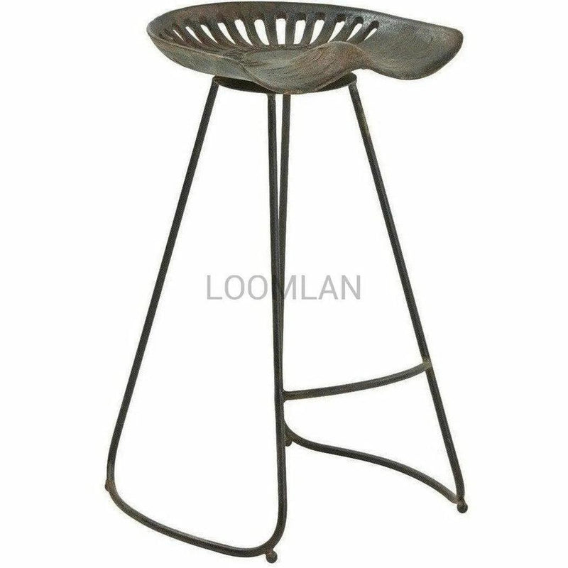 Antiqued Tractor Counter Height Stool With Foot Rest Counter Stools LOOMLAN By LOOMLAN