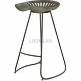 Antiqued Tractor Counter Height Stool With Foot Rest Counter Stools LOOMLAN By LOOMLAN